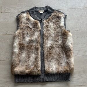 Crewcuts Gray and Brown Faux Fur Vest